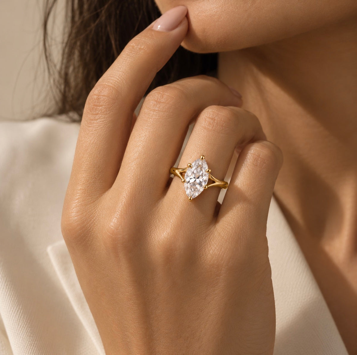 Marquise-Ring — goldfarben