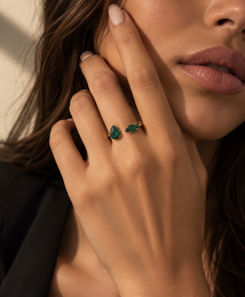 Bague bijoux Pierre, femme vert doré or plaqué or 14 carats Artisanat, élégant, raffiné, femme parisienne, Paris, France made De France, made in. Perry, fabriqué en France, unique, raffiné, élégante, circuit court.