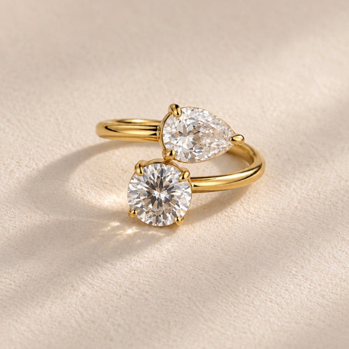 feminine luxe raffinée élégance élégante cristal plaqué or 14carat féminin femme bague originale anti inoxydable résistant à l'eau indémodable