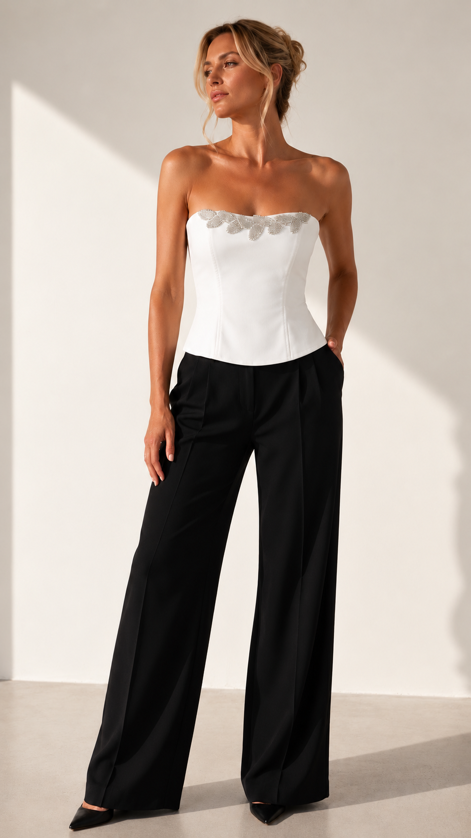 Bustier Aura, blanc — Vue de face, silhouette entière