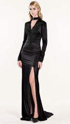 Robe Persé, noire — Vue de face, silhouette entière
