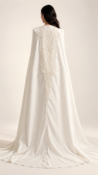 Robe Lampétie et cape Circé, blanche — Vue de dos