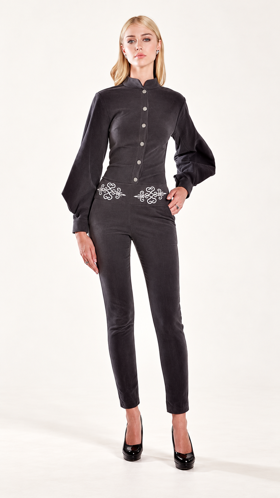 Chemise Thémis, gris souris — Vue de face, silhouette entière