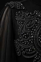 Robe Doris et voile Nésoi, noir — Détail des finitions