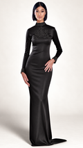 Robe Hébé, noire — Vue de face, silhouette entière