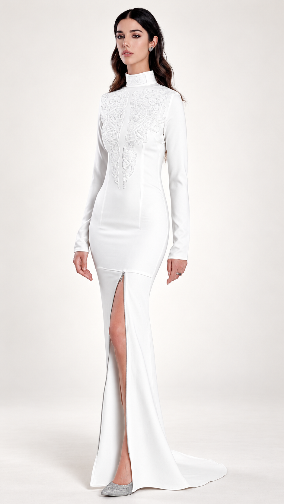 Robe Hestia, blanche — Vue de face, silhouette entière