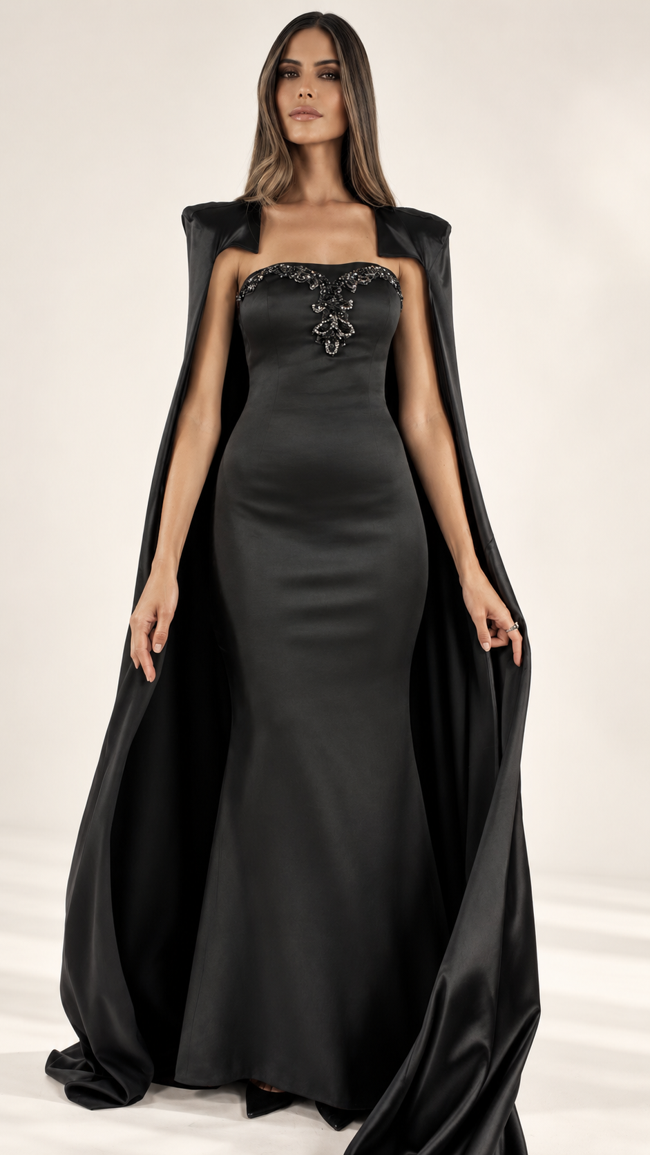 Robe Lampétie et cape Circé, noir