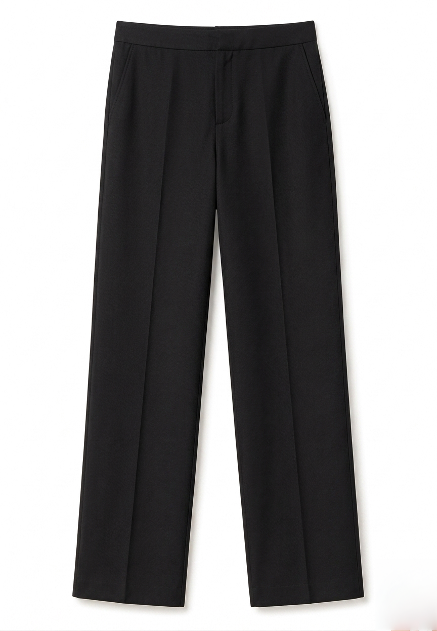 Pantalón negro de pernera ancha presentado solo