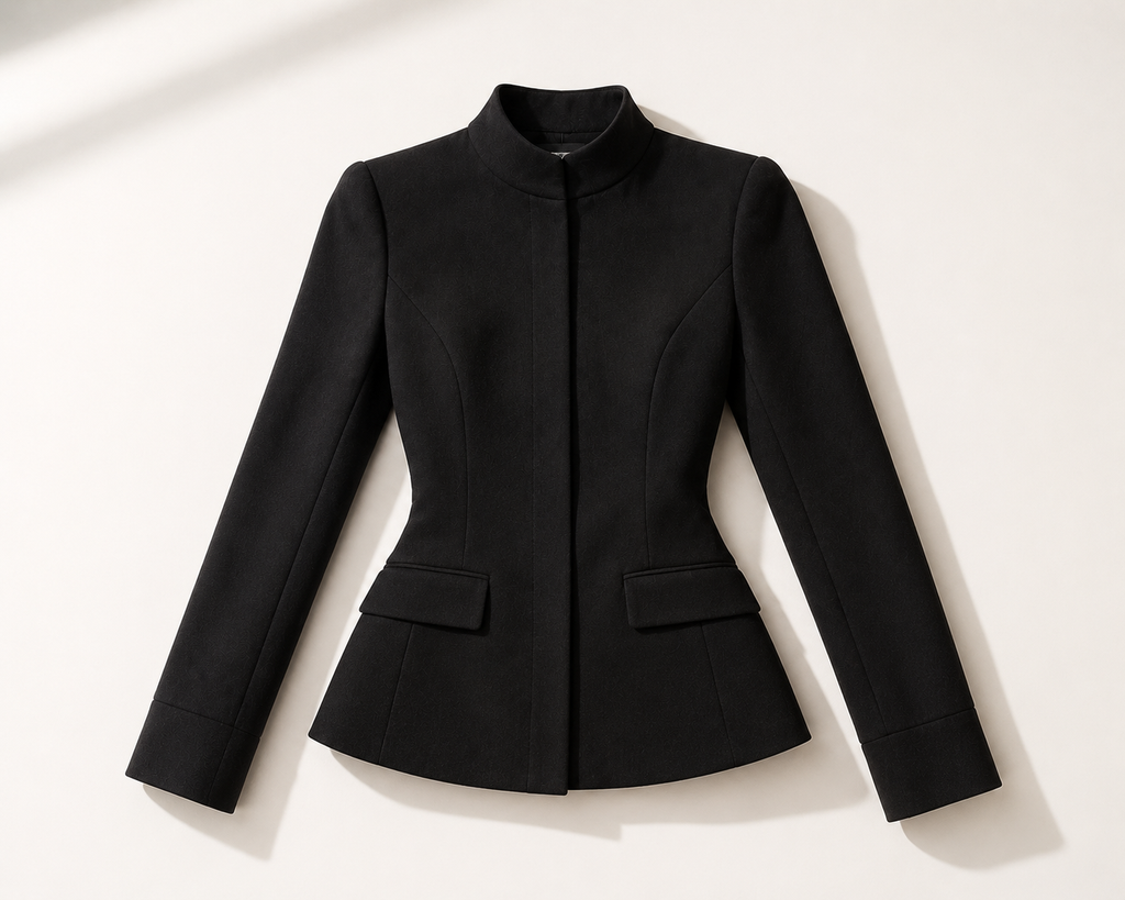 Veste Passy Noire

La Veste Passy Noire incarne l'élégance contemporaine à travers une silhouette structurée, féminine et intemporelle. Pensée pour les femmes exigeantes, cette veste de tailleur noire sublime naturellement la silhouette grâce à ses découpes cintrées, son **col officier épuré et sa fermeture invisible, qui lui confèrent une allure minimaliste et sophistiquée.

Confectionnée avec le plus grand soin dans les ateliers de MAISON HIND KROUSSA PARIS, cette veste haut de gamme fa